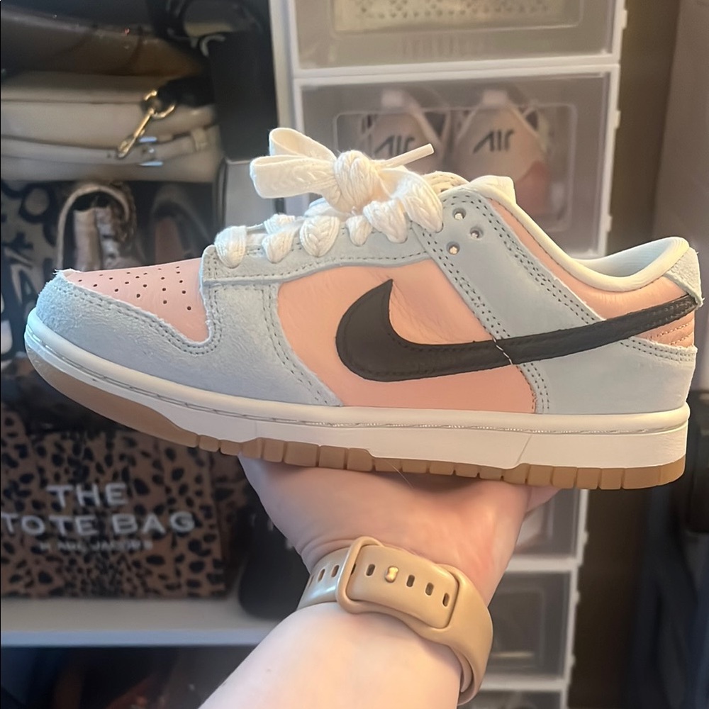 Nike dunks pink and light blue